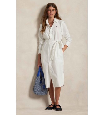 Polo Ralph Lauren Srajčna obleka iz bombaža s belim pasom