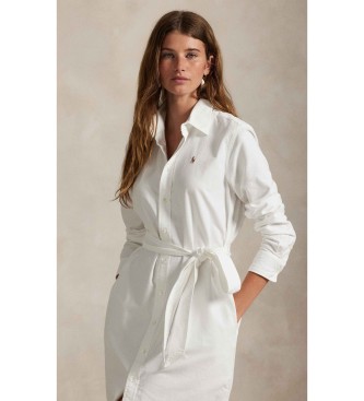 Polo Ralph Lauren Srajčna obleka iz bombaža s belim pasom