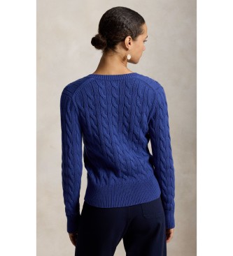 Polo Ralph Lauren Kabelstickad cardigan i bomull marinblå