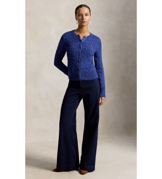 Polo Ralph Lauren Kabelstickad cardigan i bomull marinblå