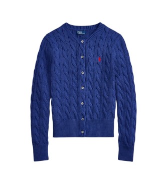 Polo Ralph Lauren Kabelstickad cardigan i bomull marinblå