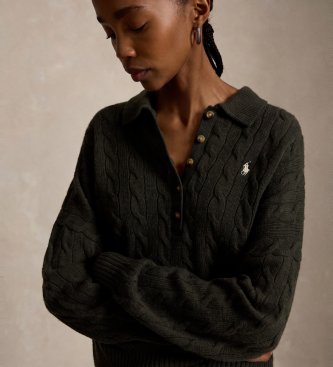 Polo Ralph Lauren Pull type polo en laine et cachemire vert