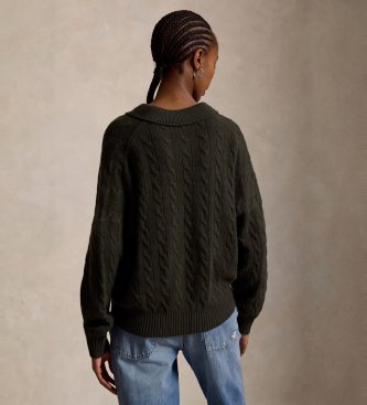 Polo Ralph Lauren Pull type polo en laine et cachemire vert
