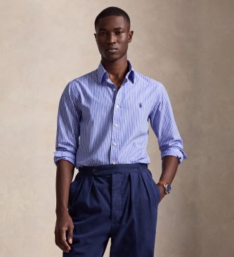 Polo Ralph Lauren Popelinskjorta med ränder i Custom Fit, blå