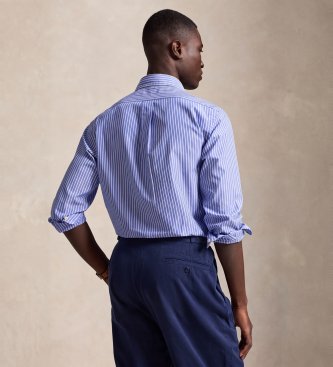 Polo Ralph Lauren Popelinskjorta med ränder i Custom Fit, blå