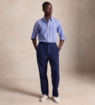 Polo Ralph Lauren Popelinskjorta med ränder i Custom Fit, blå