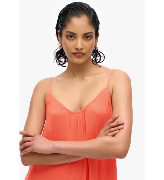 Superdry Lange jurk met bandjes oranje