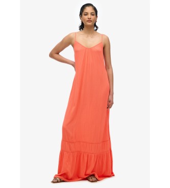Superdry Lange jurk met bandjes oranje