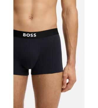 BOSS Set 3 Bóxers punto elástico marino, verde