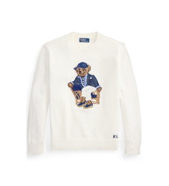 Polo Ralph Lauren Bear-strikbluse hvid