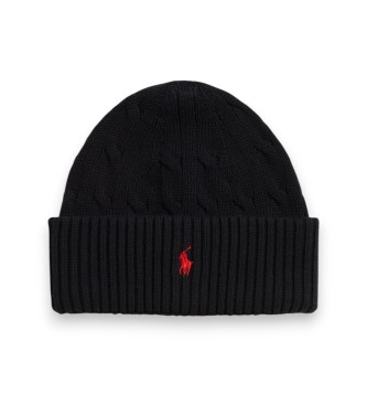Polo Ralph Lauren Bonnet en coton à torsades noir