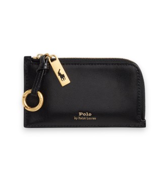Polo Ralph Lauren Tarjetero Polo ID de piel con cremallera negro