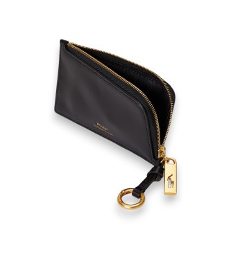 Polo Ralph Lauren Tarjetero Polo ID de piel con cremallera negro