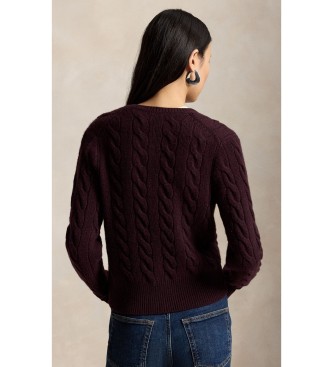 Polo Ralph Lauren Cardigan en laine et cachemire grenat