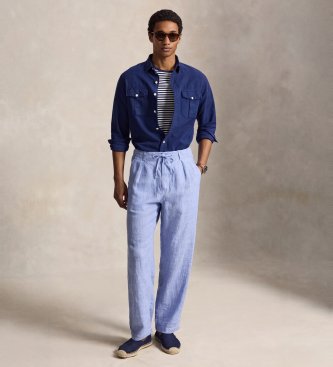 Polo Ralph Lauren Blue Lateef Linen Relaxed Fit Pants