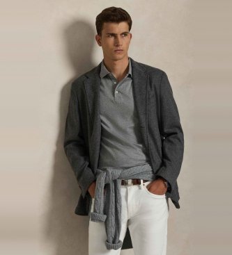 Polo Ralph Lauren Polo Custom Slim Fit de algodón suave gris