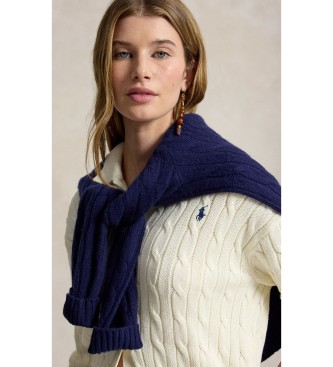 Polo Ralph Lauren Cardigan en coton à torsades blanc cassé