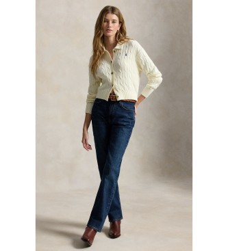 Polo Ralph Lauren Cardigan en coton à torsades blanc cassé
