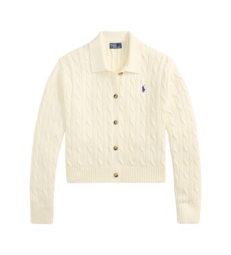 Polo Ralph Lauren Cardigan en coton à torsades blanc cassé