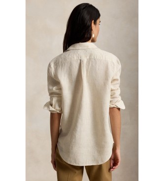 Polo Ralph Lauren Lanena srajca Classic Fit s progami, bež barve