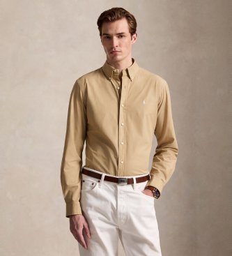 Polo Ralph Lauren Camisa de popelina elástica Custom Fit beige
