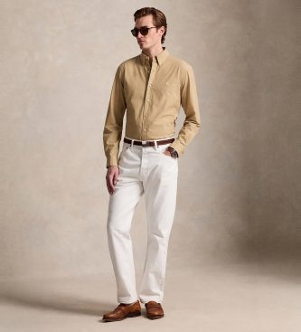 Polo Ralph Lauren Camisa de popelina elástica Custom Fit beige