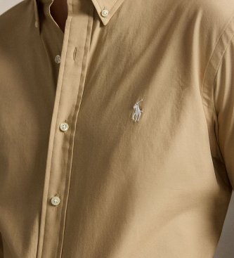 Polo Ralph Lauren Camisa de popelina elástica Custom Fit beige