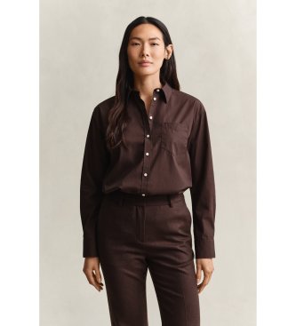 Gant Camisa de popelina clássica Relaxed Fit castanha