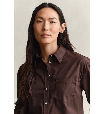 Gant Camisa de popelina clássica Relaxed Fit castanha