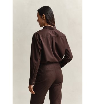 Gant Camisa de popelina clássica Relaxed Fit castanha