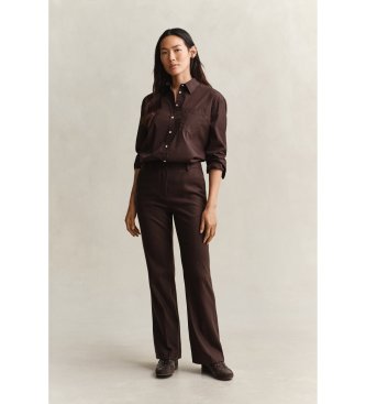 Gant Camisa de popelina clássica Relaxed Fit castanha