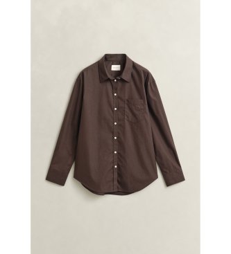 Gant Camisa de popelina clássica Relaxed Fit castanha