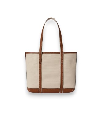 Polo Ralph Lauren Tote-shoppertaske i bomuldslærred, beige, brun
