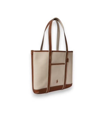 Polo Ralph Lauren Tote-shoppertaske i bomuldslærred, beige, brun