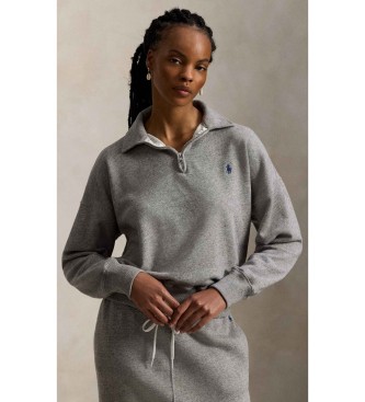 Polo Ralph Lauren Pulover iz lahke frotirje z zadrgo sive barve