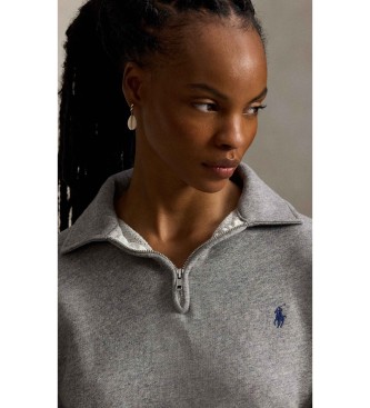 Polo Ralph Lauren Pulover iz lahke frotirje z zadrgo sive barve
