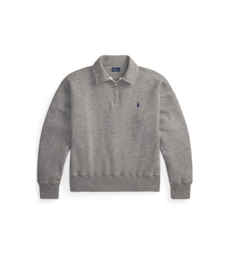 Polo Ralph Lauren Pulover iz lahke frotirje z zadrgo sive barve