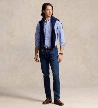 Polo Ralph Lauren Blue elastic poplin Custom Fit shirt
