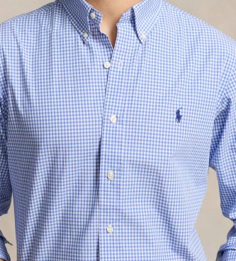 Polo Ralph Lauren Blue elastic poplin Custom Fit shirt