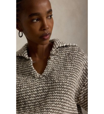 Polo Ralph Lauren Pull en mélange de coton à rayures marron