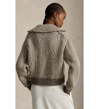 Polo Ralph Lauren Pull en mélange de coton à rayures marron