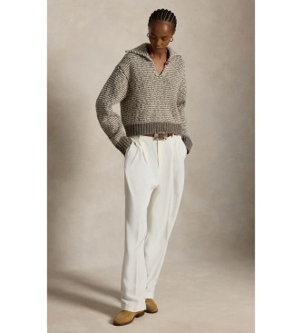 Polo Ralph Lauren Pull en mélange de coton à rayures marron