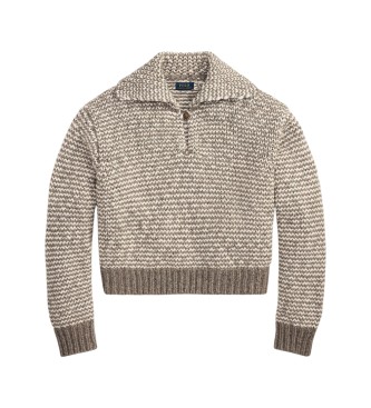 Polo Ralph Lauren Pull en mélange de coton à rayures marron