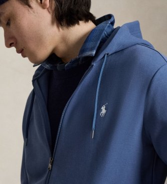Polo Ralph Lauren Sweatshirt i dubbelstickat med dragkedja blå