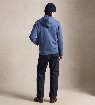 Polo Ralph Lauren Sweatshirt i dubbelstickat med dragkedja blå