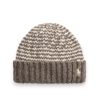 Polo Ralph Lauren Gorro de mezcla de lana con rayas marrón