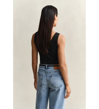 Gant Camiseta de alças acanalada preta