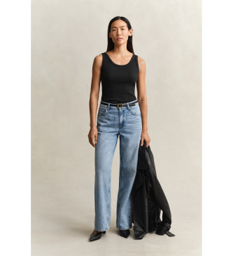 Gant Camiseta de alças acanalada preta