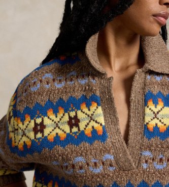 Polo Ralph Lauren Pull en laine à motif Fair Isle marron