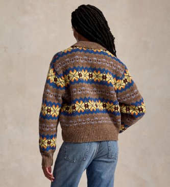 Polo Ralph Lauren Pull en laine à motif Fair Isle marron